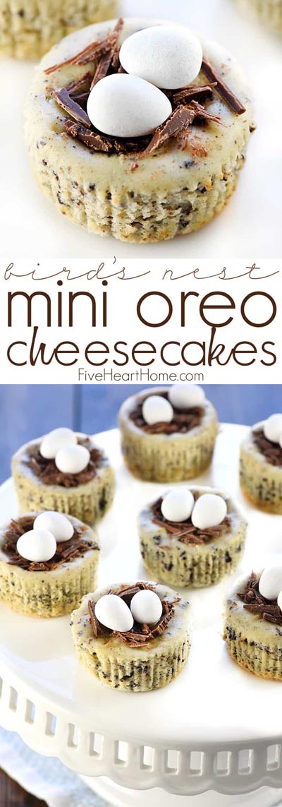 Easter desserts and treats: Bird’s Nest Mini Oreo Cheesecakes