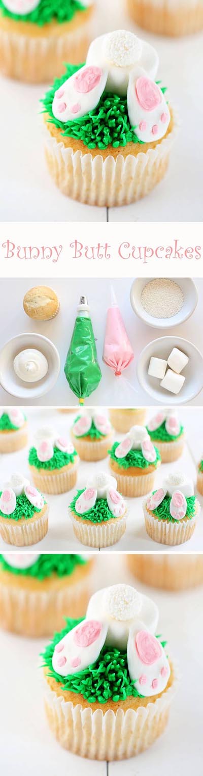 Easter desserts and treats: Bunny Butt Cupcakes