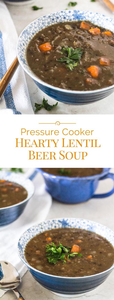 Instant pot soup recipes: Pressure Cooker Hearty Lentil Beer Soup