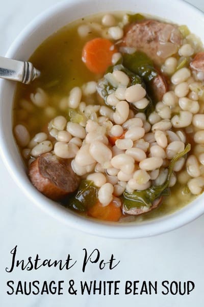 Instant pot soup recipes: Smoked Sausage, White Bean & Vegetables Soup