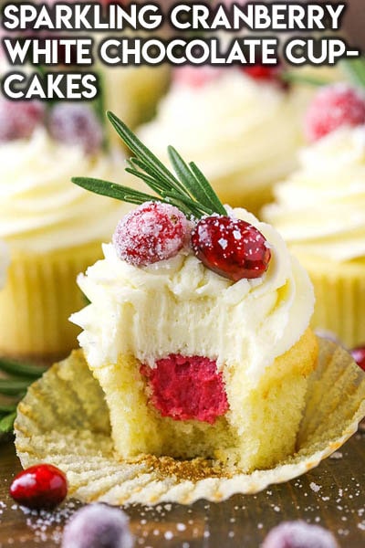 Sparkling Cranberry White Chocolate Cupcakes