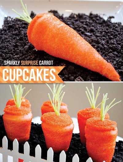 Easter Cupcake Ideas: Sparkling Surprise Carrot Cupcakes