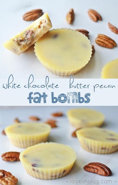 Keto Fat Bombs: White Chocolate Butter Pecan Fat Bombs