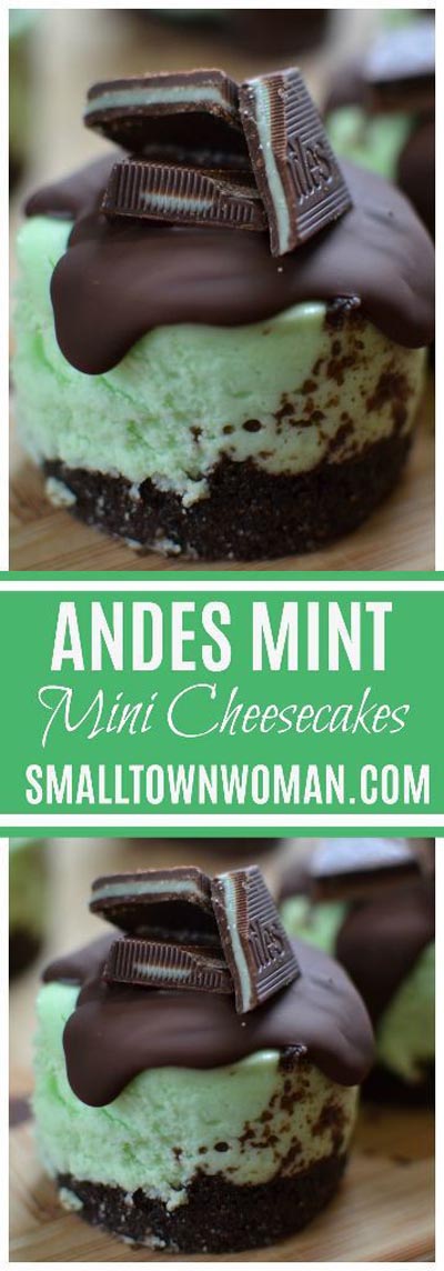 Mini Cheesecake Recipes: Andes Mint Mini Cheesecakes
