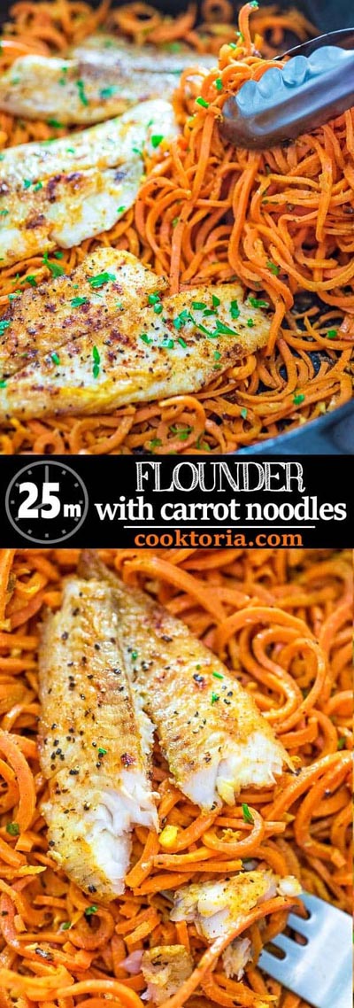 Spiralizer Recipes: Flounder With Carrot Noodles