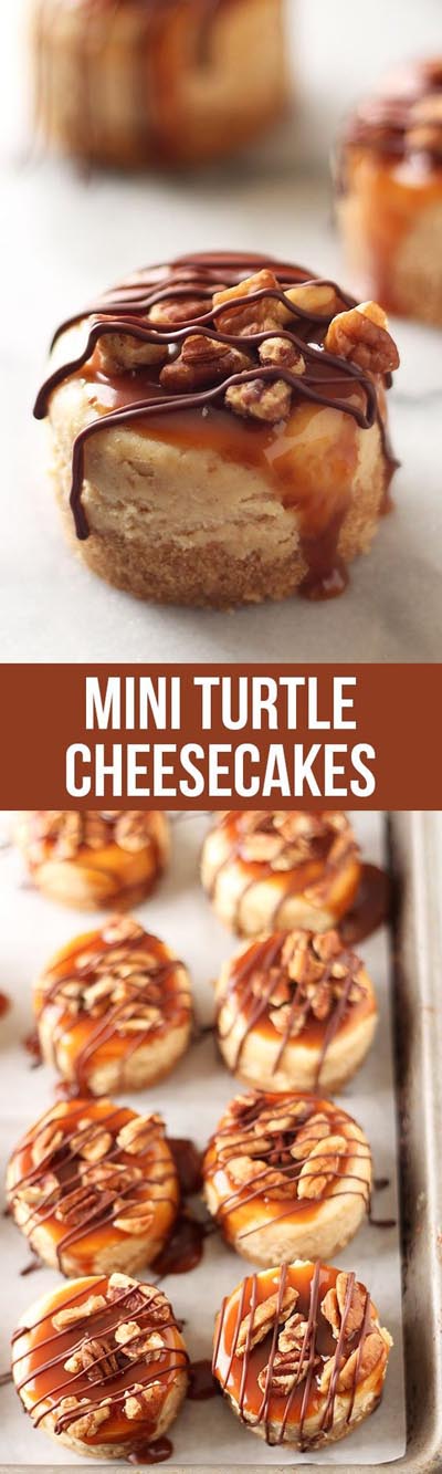 Mini Turtle Cheesecakes