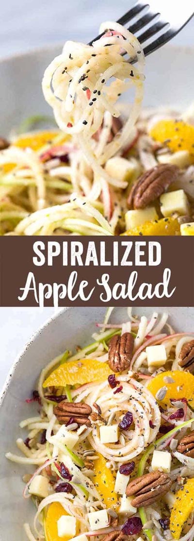 Spiralizer Recipes: Spiralized Apple Salad with Citrus Dressing