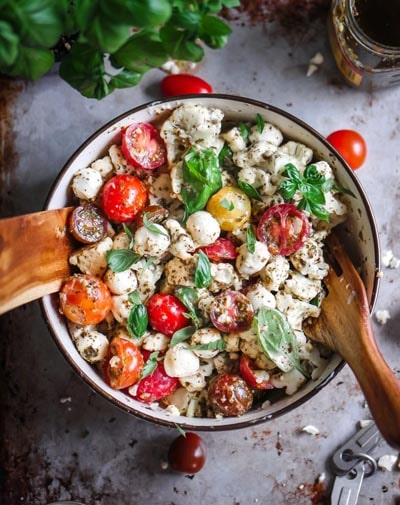 Vegetarian Keto Recipes: Keto Cauliflower Caprese Salad