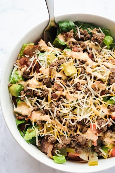 Filling Keto Salad Recipes: Bacon Cheeseburger Salad