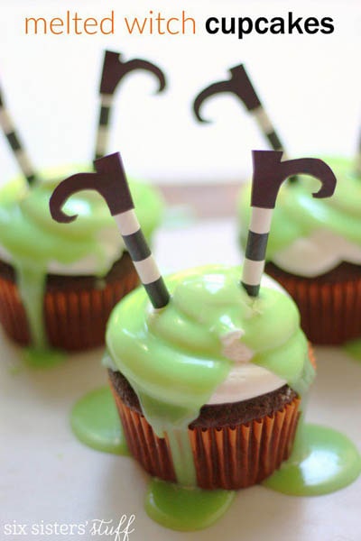 Fun Halloween Snack Ideas and Halloween Treats: Melted Witch Cupcakes