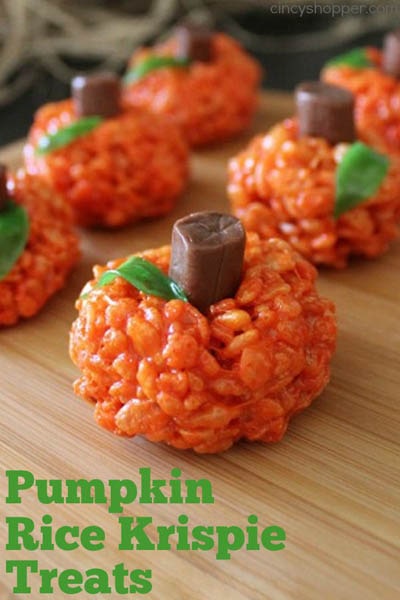 Fun Halloween Snack Ideas and Halloween Treats: Pumpkin Rice Krispie Treats Recipe