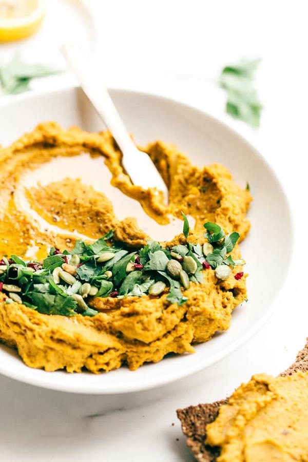 Homemade hummus recipes: Carrot Walnut Red Lentil Hummus