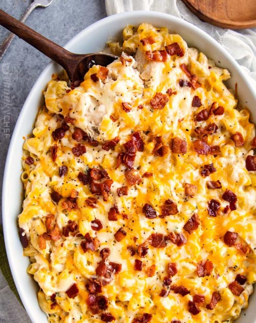 Chicken Bacon Ranch Mac And Cheese Casserole