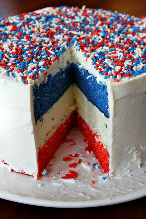 4th Of July Desserts: Red, White & Blue Cheesecake Cake